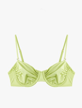Büzgülü Kalp Yaka Balenli Bikini Üstü Çıkarılabilir Askılı