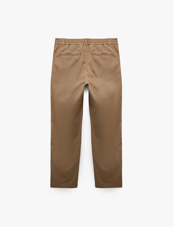 Beli Bağcıklı Cepli Slim Fit Pamuklu Düz Paça Chino Pantolon
