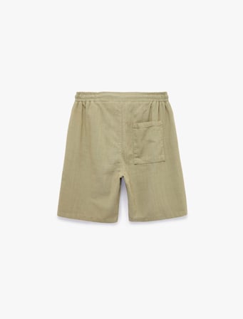 Regular Fit Cepli Pileli Modal Beli Bağcıklı Şort