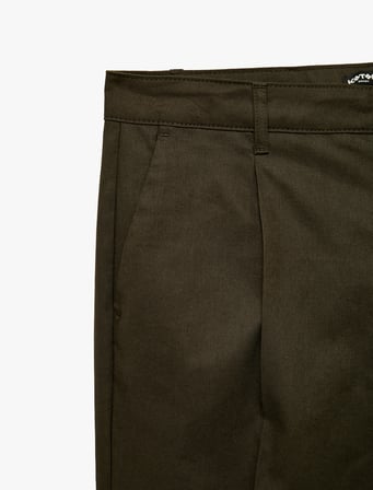 Rahat Kalıp Cepli Pamuk Keten Karışımlı Pileli Geniş Paça Pantolon