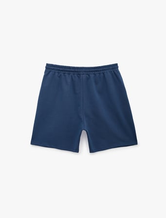 Pamuklu Cepli Straight Fit Beli Bağcıklı Baskılı Spor Şort