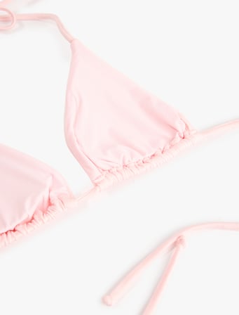 Koton X Sibil Çetinkaya - Boyundan Bağlamalı Taş Detaylı Üçgen Bikini Üstü