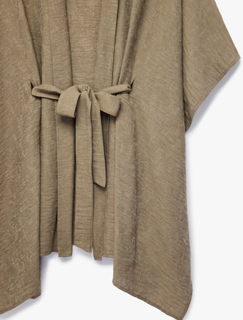 Viskon Kumaş Kuşak Detaylı Şal Yaka Kimono Bluz