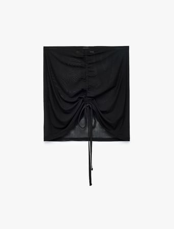 Slim Fit Drapeli Mini Tül Pareo Etek