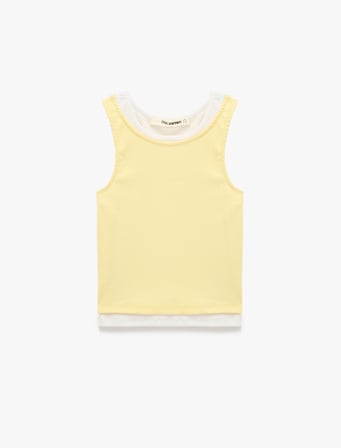 Kaşkorse Pamuklu İkili Katmanlı Kolsuz Halter Yaka Bluz