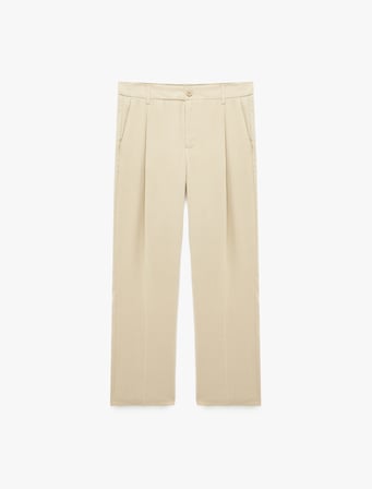 Pileli Cep Detaylı Regular Fit Viskon Kumaş Pantolon