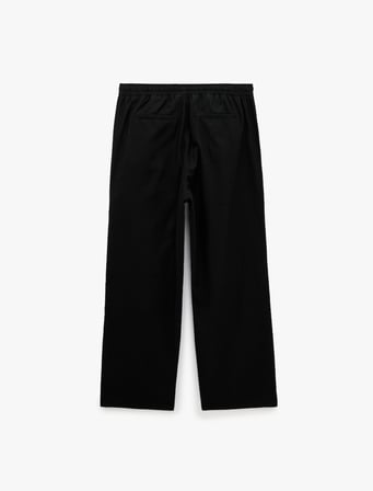 Pamuk Keten Karışımlı Bol Loose Fit Beli Bağcıklı Yazlık Pantolon