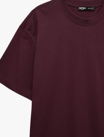 Kısa Kollu Bisiklet Yaka Pamuklu Basic Oversize Tişört