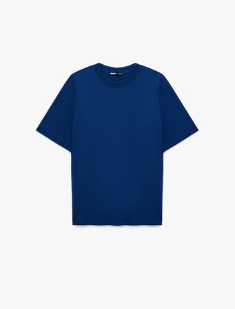 Kısa Kollu Bisiklet Yaka Pamuklu Basic Oversize Tişört