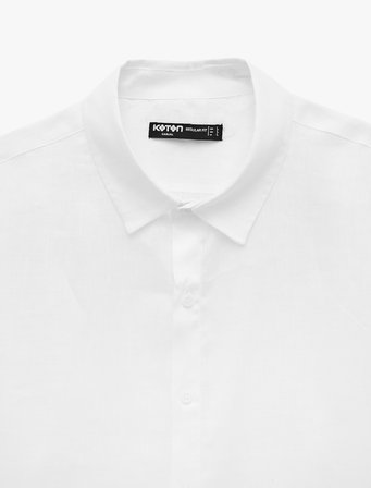 Klasik Yaka Regular Fit Uzun Kollu Keten Gömlek
