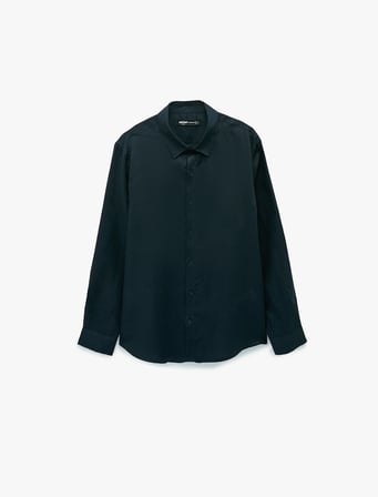 Klasik Yaka Regular Fit Uzun Kollu Keten Gömlek