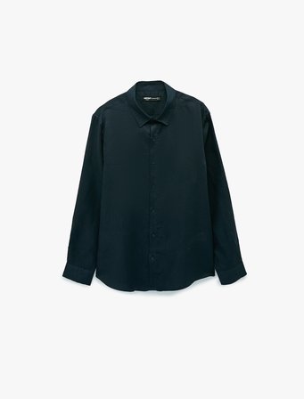 Klasik Yaka Regular Fit Uzun Kollu Keten Gömlek