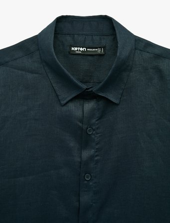Klasik Yaka Regular Fit Uzun Kollu Keten Gömlek