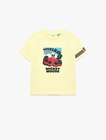 Mickey Mouse Baskılı Pamuklu Kısa Kollu Lisanslı Tişört