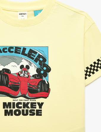 Mickey Mouse Baskılı Pamuklu Kısa Kollu Lisanslı Tişört