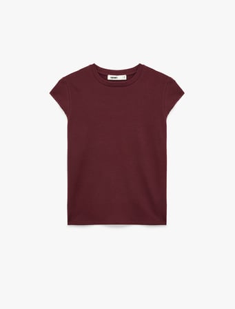 Pamuklu Regular Fit Kap Kollu Bisiklet Yaka Basic Tişört