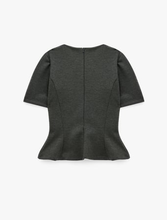 Slim Fi Dikiş Detaylı Bisiklet Yaka Kısa Kollu Peplum Tişört