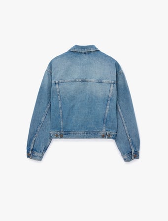 Pamuklu Gömlek Yaka Uzun Kollu Denim Ceket