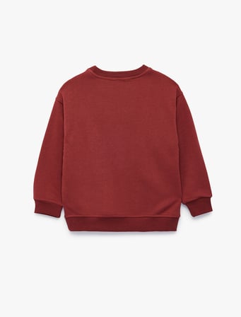 Dinozor Baskılı Bisiklet Yaka Uzun Kollu Sweatshirt