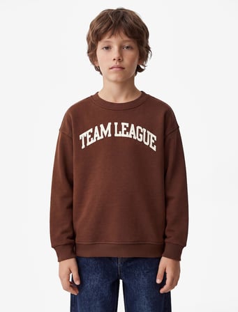 Baskılı Bisiklet Yaka Uzun Kollu Oversize Sweatshirt
