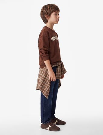 Baskılı Bisiklet Yaka Uzun Kollu Oversize Sweatshirt