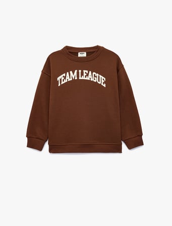 Baskılı Bisiklet Yaka Uzun Kollu Oversize Sweatshirt
