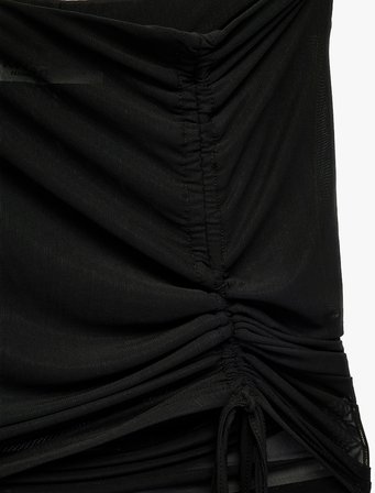 Slim Fit Büzgülü Tül Mini Pareo Plaj Eteği