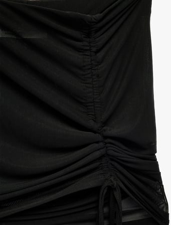 Slim Fit Büzgülü Tül Mini Pareo Plaj Eteği