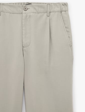 Viskon Lastik Detaylı Pileli Pantolon