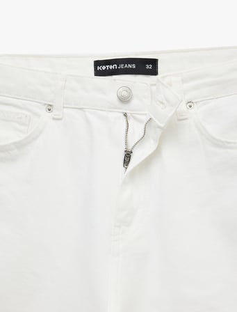 Normal Bel Pamuklu Straight Fit Cepli Bermuda Jean Şort