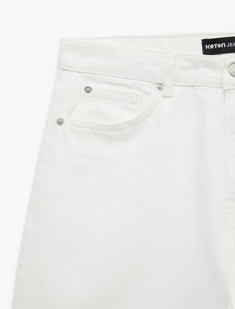 Normal Bel Pamuklu Straight Fit Cepli Bermuda Jean Şort