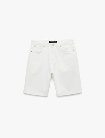Normal Bel Pamuklu Straight Fit Cepli Bermuda Jean Şort