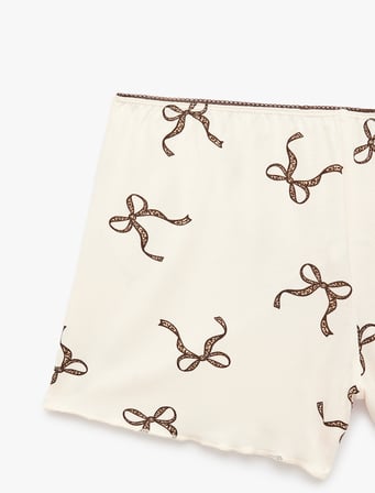 Fiyonk Baskılı Beli Lastikli Viskon Şort Pijama Altı