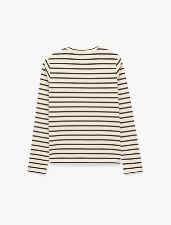 Slim Fit Bisiklet Yaka Uzun Kollu Çizgili Tişört