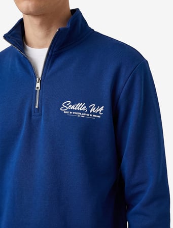 Pamuklu Uzun Kollu Baskılı Yarım Fermuarlı Sweatshirt