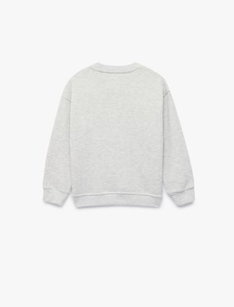 Uzun Kollu Bisiklet Yaka Dinozor Baskılı Sweatshirt