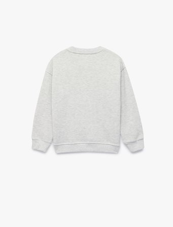 Uzun Kollu Bisiklet Yaka Dinozor Baskılı Sweatshirt