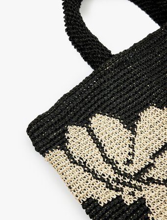 Koton X Melis Ağazat - Çiçek Desenli Kulplu Büyük Hasır Tote Çanta