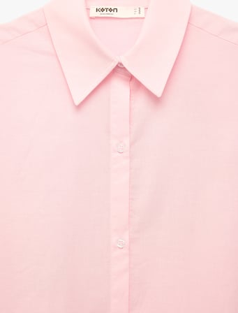 Koton X Sibil Çetinkaya - Pamuklu Uzun Kollu Arkası Hibiskus Çiçek Baskılı Oversize Plaj Gömleği