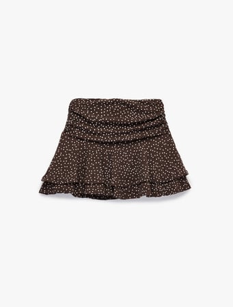 Bürümcük Kumaş Büzgülü Mini Şort Etek
