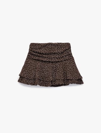 Bürümcük Kumaş Büzgülü Mini Şort Etek