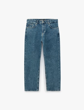 Normal Bel Cepli Pamuklu Vintage Straight Fit Jean Pantolon