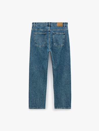 Normal Bel Cepli Pamuklu Vintage Straight Fit Jean Pantolon