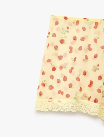 Dantel Detaylı Desenli Rahat Kesim Şort Pijama Altı