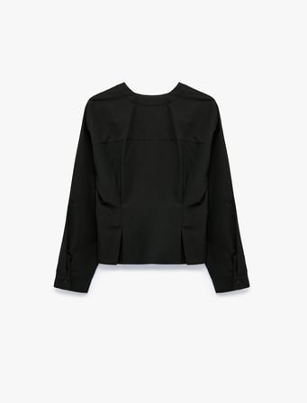 Slim Fit Düğmeli Uzun Kollu V Yaka Poplin Gömlek