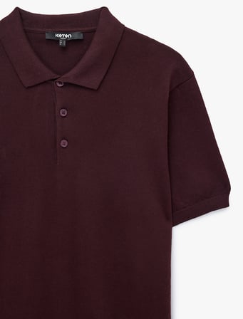 Pamuklu Düğmeli Polo Yaka Kısa Kollu Triko Tişört