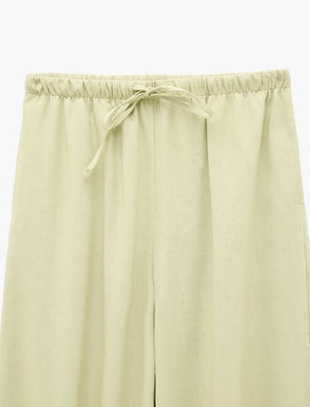 Keten Karışımlı Rahat Kalıp Bağcıklı Şalvar Pantolon