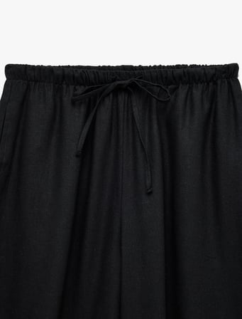 Keten Karışımlı Rahat Kalıp Bağcıklı Şalvar Pantolon