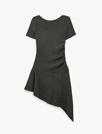 Slim Fit U Yaka Asimetrik Elbise