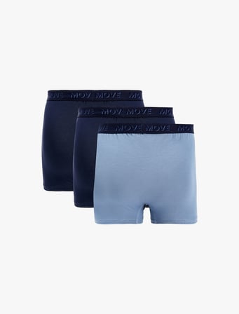 Baskılı Lastik Detaylı Pamuklu 3'lü Boxer Seti